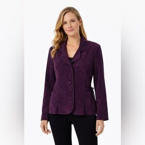 Expressions Deep Purple Women's Faux Suede Blazer Size 14